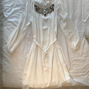 White 3/4 length open sleeve dress
